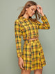 Plaid Button Front Crop Jacket & Skirt
