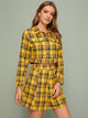 Plaid Button Front Crop Jacket & Skirt