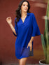 Notch Collar Flounce Sleeve Tunic Dress