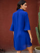 Notch Collar Flounce Sleeve Tunic Dress