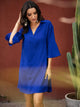 Notch Collar Flounce Sleeve Tunic Dress