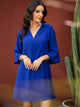 Notch Collar Flounce Sleeve Tunic Dress