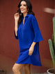 Notch Collar Flounce Sleeve Tunic Dress
