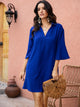 Notch Collar Flounce Sleeve Tunic Dress