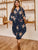 Plus Floral Print Curved Hem Belted Shirt Dress