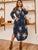Plus Floral Print Curved Hem Belted Shirt Dress
