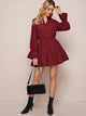 Gingham Flounce Sleeve Swing Ruffle Hem Dress