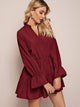 Gingham Flounce Sleeve Swing Ruffle Hem Dress