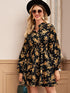 Floral Print Stand Collar Shirt Dress