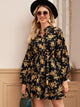 Floral Print Stand Collar Shirt Dress