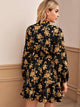 Floral Print Stand Collar Shirt Dress