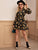 Floral Print Stand Collar Shirt Dress