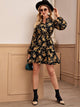 Floral Print Stand Collar Shirt Dress
