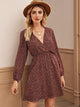 Chiffon Ditsy Floral Surplice Neck A-line Dress