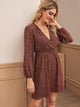 Chiffon Ditsy Floral Surplice Neck A-line Dress