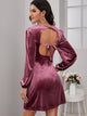 Solid Tie Backless Velvet Dress