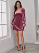 Solid Tie Backless Velvet Dress