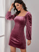 Solid Tie Backless Velvet Dress
