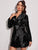 Knot Side Lapel Collar Sequin Dress