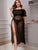Plus Contrast Lace Split Side Mesh Dress