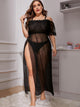 Plus Contrast Lace Split Side Mesh Dress