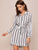 Striped Belted High Low Hem Shirt Dress