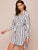 Striped Belted High Low Hem Shirt Dress