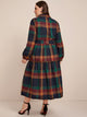 Plus Plaid Belted Frill Shirt Dress