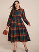 Plus Plaid Belted Frill Shirt Dress