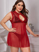Plus Contrast Lace Mesh Dress With Thong