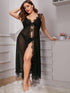 Plus Lace Trim Mesh Dress With Thong