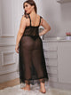 Plus Lace Trim Mesh Dress With Thong