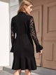 Tie Neck Contrast Lace Fishtail Dress