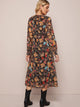 Floral Print Ruffle Trim Chiffon Dress
