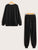 Heart Print Top & Drawstring Waist Sweatpants Set