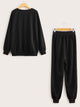 Heart Print Top & Drawstring Waist Sweatpants Set