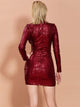 Missord Mock Neck Ruched Wrap Sequin Bodycon Dress