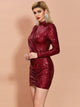 Missord Mock Neck Ruched Wrap Sequin Bodycon Dress