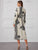 Floral And Geo Print Split Hem Belted Shirt Dress