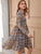 Plaid Ruffle Hem Shirt Dress