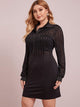 Plus Striped Button Front Shirt Dress