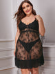 Plus Ruffle Trim Floral Lace Dress