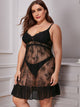 Plus Ruffle Trim Floral Lace Dress