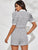 Plaid Button Front Puff Sleeve Tweed Top With Shorts