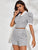 Plaid Button Front Puff Sleeve Tweed Top With Shorts