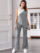Contrast Tank Asymmetrical Tank Top With Flare Pants