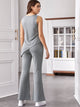 Contrast Tank Asymmetrical Tank Top With Flare Pants
