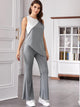 Contrast Tank Asymmetrical Tank Top With Flare Pants