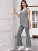 Contrast Tank Asymmetrical Tank Top With Flare Pants