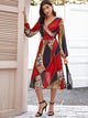 Surplice Front Scarf Print Chiffon Dress